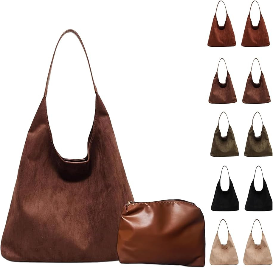Brown Suede Bag for Women, Brown Suede Tote Bag Purse, Suedes bags for Women, Shoulder Bags | Amazon (US)