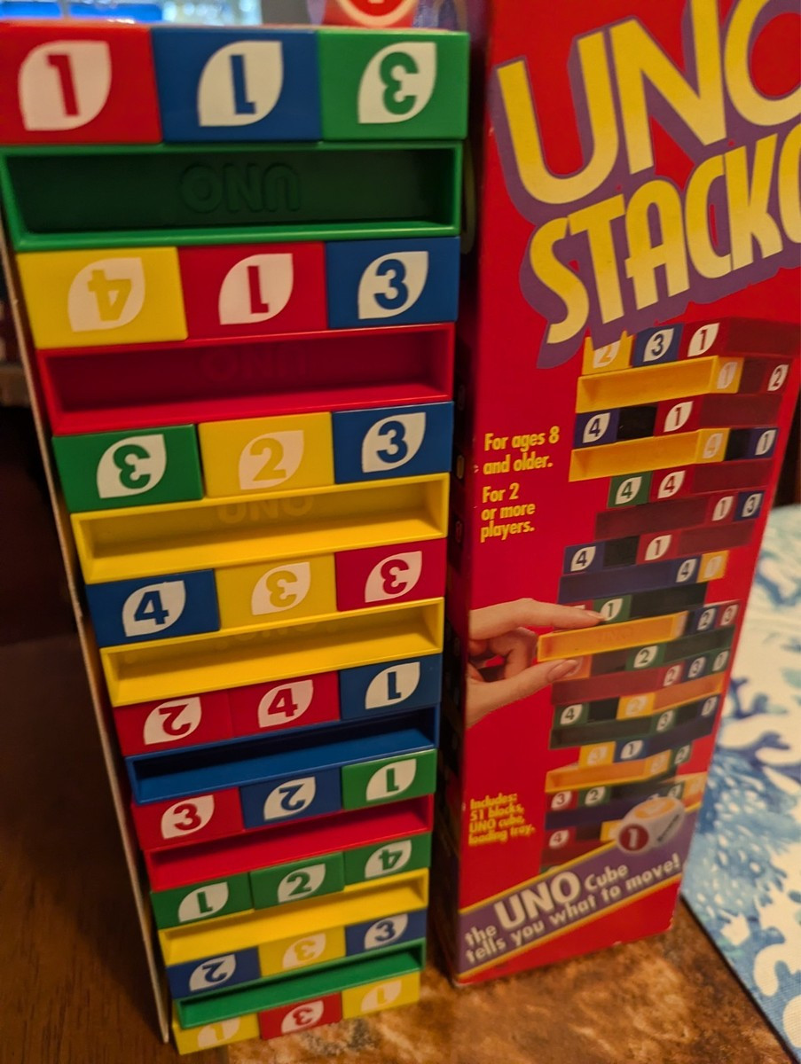 Vintage Uno Stack COMPLETE Mattel 1994 Family Game 90's Colors Fun Jenga Style | eBay US