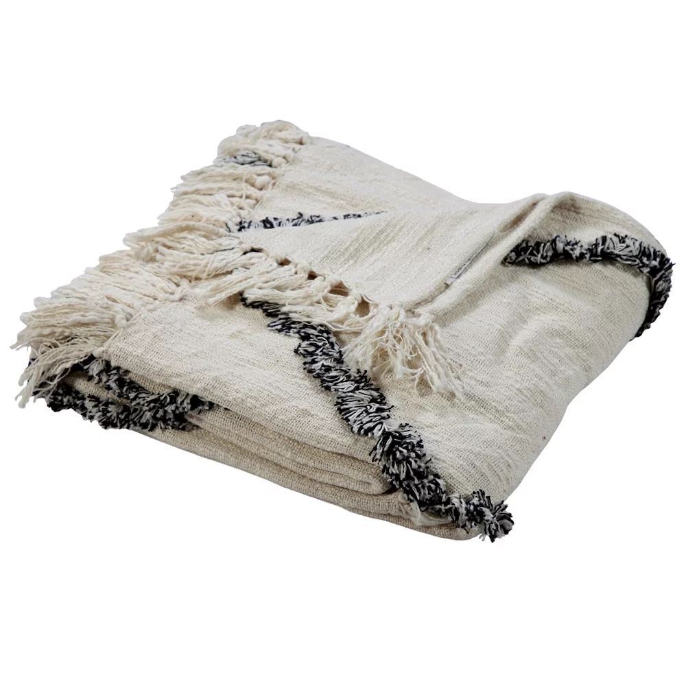 LR Home Trellis Geometric Black / White 50" x 60" Easy Care Cotton Throw Blanket - Walmart.com | Walmart (US)