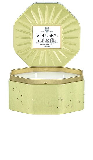 Voluspa Lime Jardin Vermeil 3 Wick Candle in Green. | Revolve Clothing (Global)