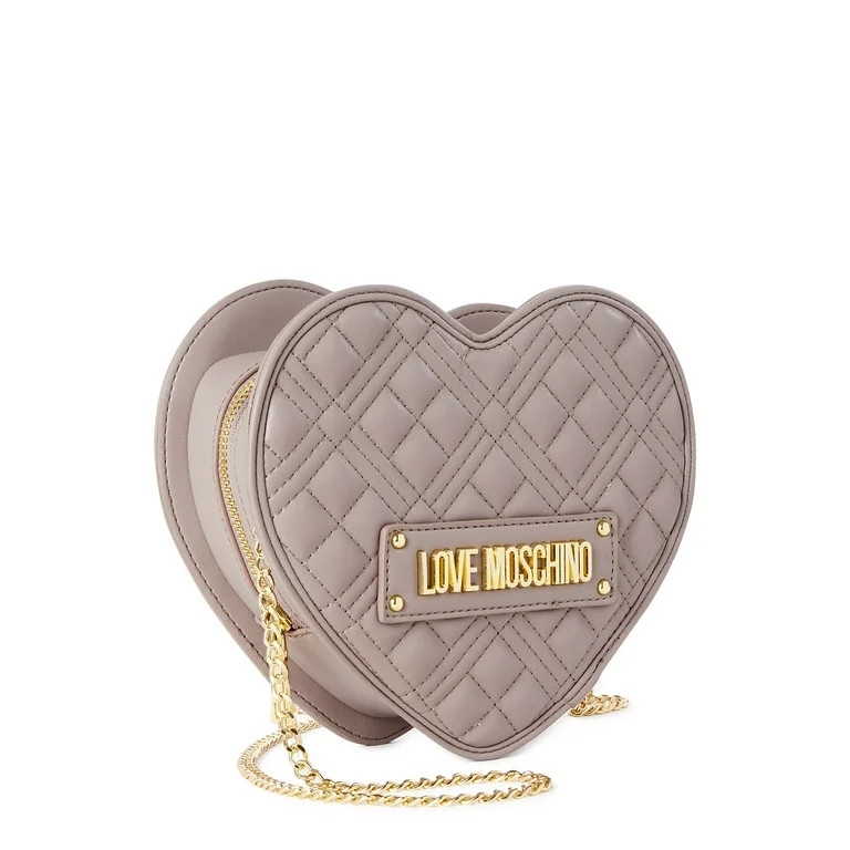 Love Moschino Women's Gray Quilted Heart Shoulder Bag with Chain | Walmart (US)