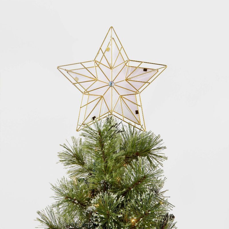 12.5" LED Gold Wire Star Christmas Tree Topper Warm White Dewdrop Lights - Wondershop™ | Target
