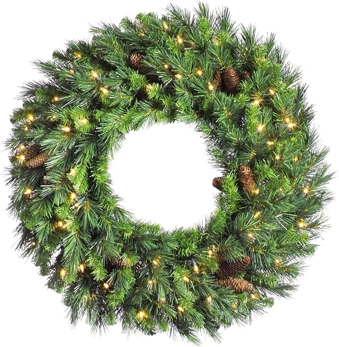 Vickerman 30" Cheyenne Pine Wreath with 100 Clear Lights | Amazon (US)