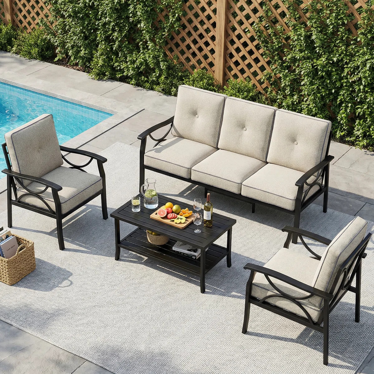 Brandtley 5 - Person Patio Conversation Sets with Cushions | Wayfair North America