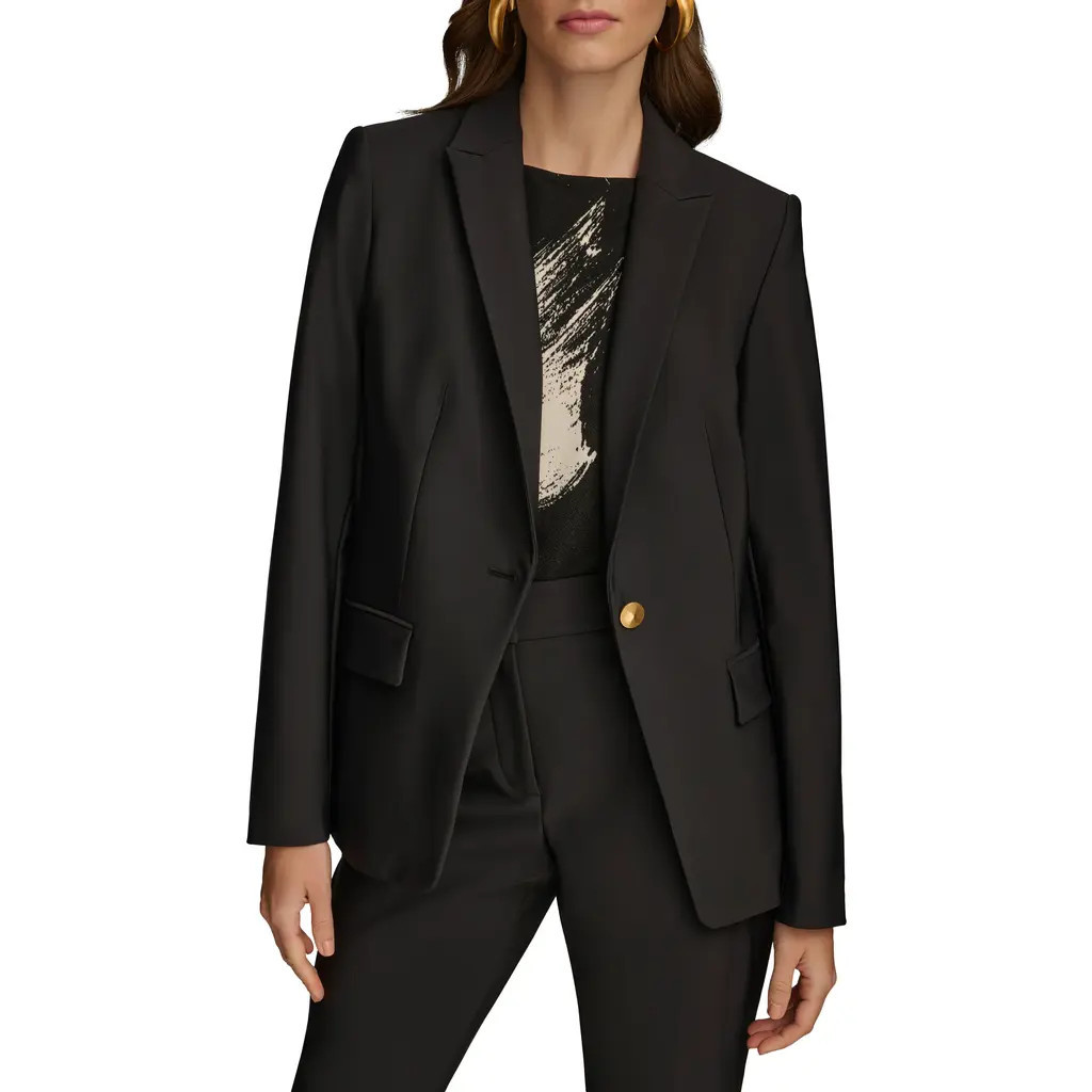 Donna Karan New York One-Button Blazer in Black at Nordstrom, Size 2 | Nordstrom