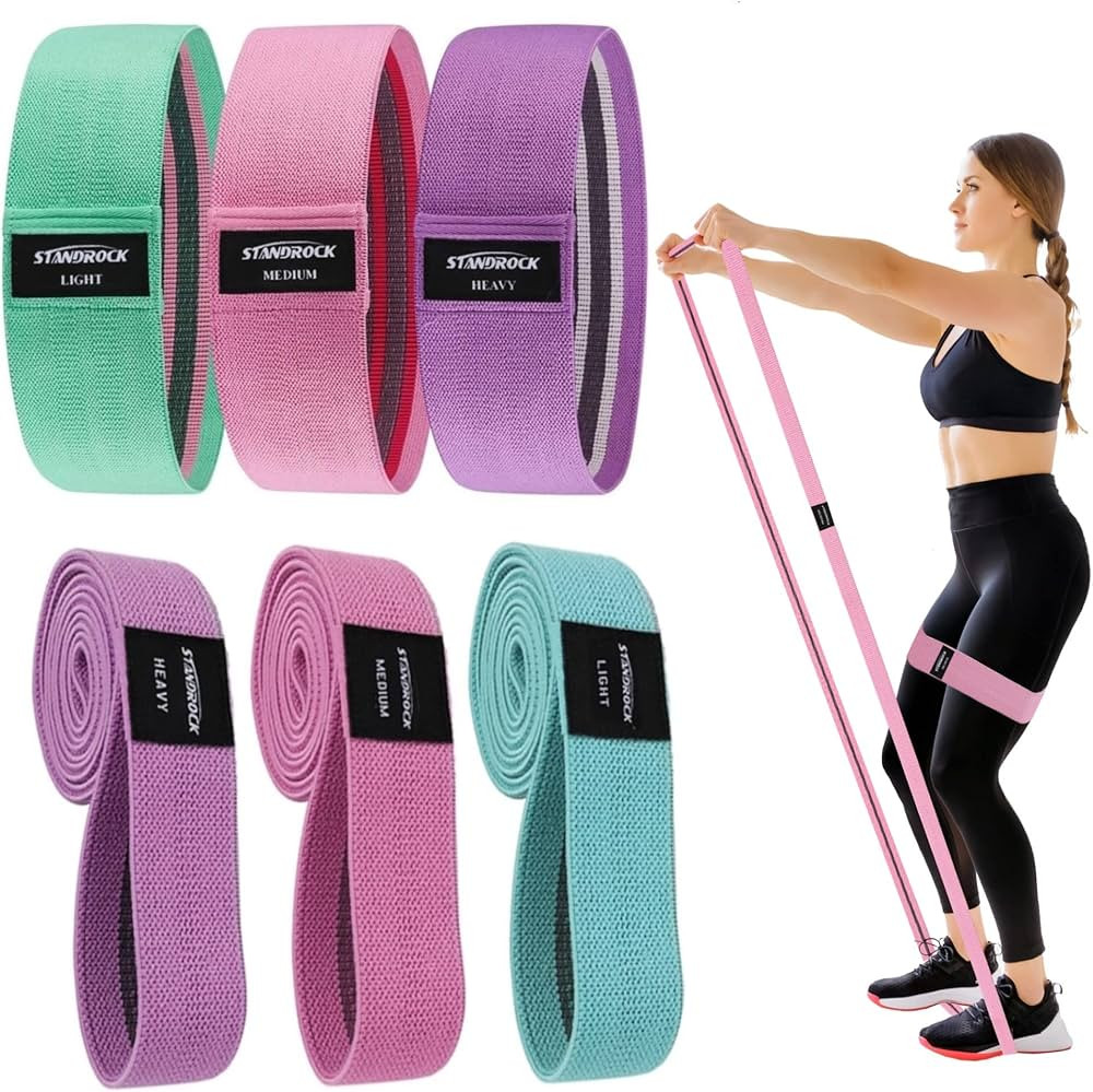 Resistance Bands for Working Out,6pcs Fabirc Resistance Band Set | 3pcs Booty Bands 3pcs Long Res... | Amazon (US)
