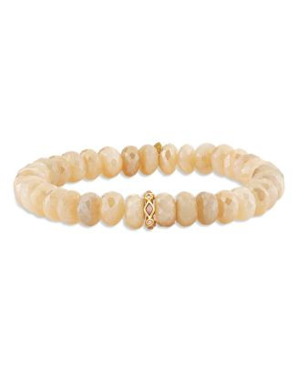 14K Yellow Gold Opal & Diamond Rondelle Sand Moonstone Bead Stretch Bracelet | Bloomingdale's (US)