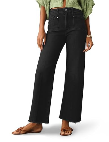 PHISOCKAT Wide Leg Baggy Jeans, High Waisted Stretchy Baggy Jeans Trendy Denim Pants with Pockets Black | Amazon (US)