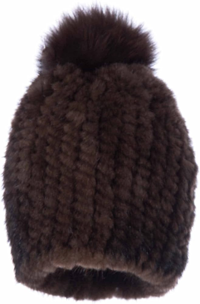 Women's Winter Hat with Fur Pom - Real Mink Fur Beanie, Soft Warm Hat, Luxury Knitted Ski Earmuff... | Amazon (US)