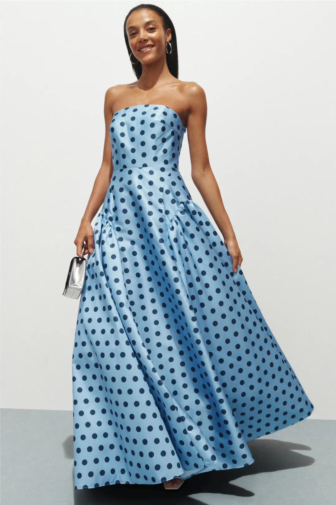 Strapless Polka Dot Mikado Ballgown | Rent the Runway