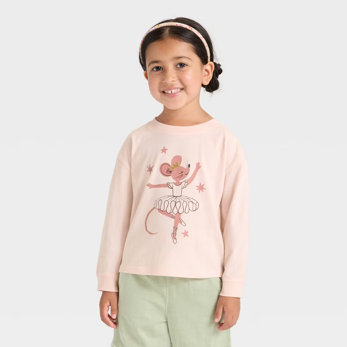 Toddler Girls' Long Sleeve Relaxed T-Shirt - Cat & Jack™ Peach Orange 12M | Target