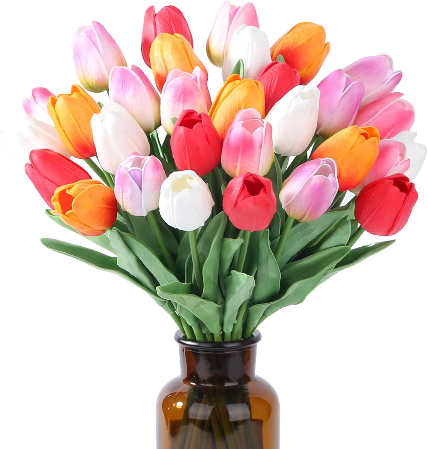 SITUMEIZI Fake Flowers Tulips Artificial PU Flower 15pcs Real Touch 14" for Spring Easter Home Ki... | Amazon (US)