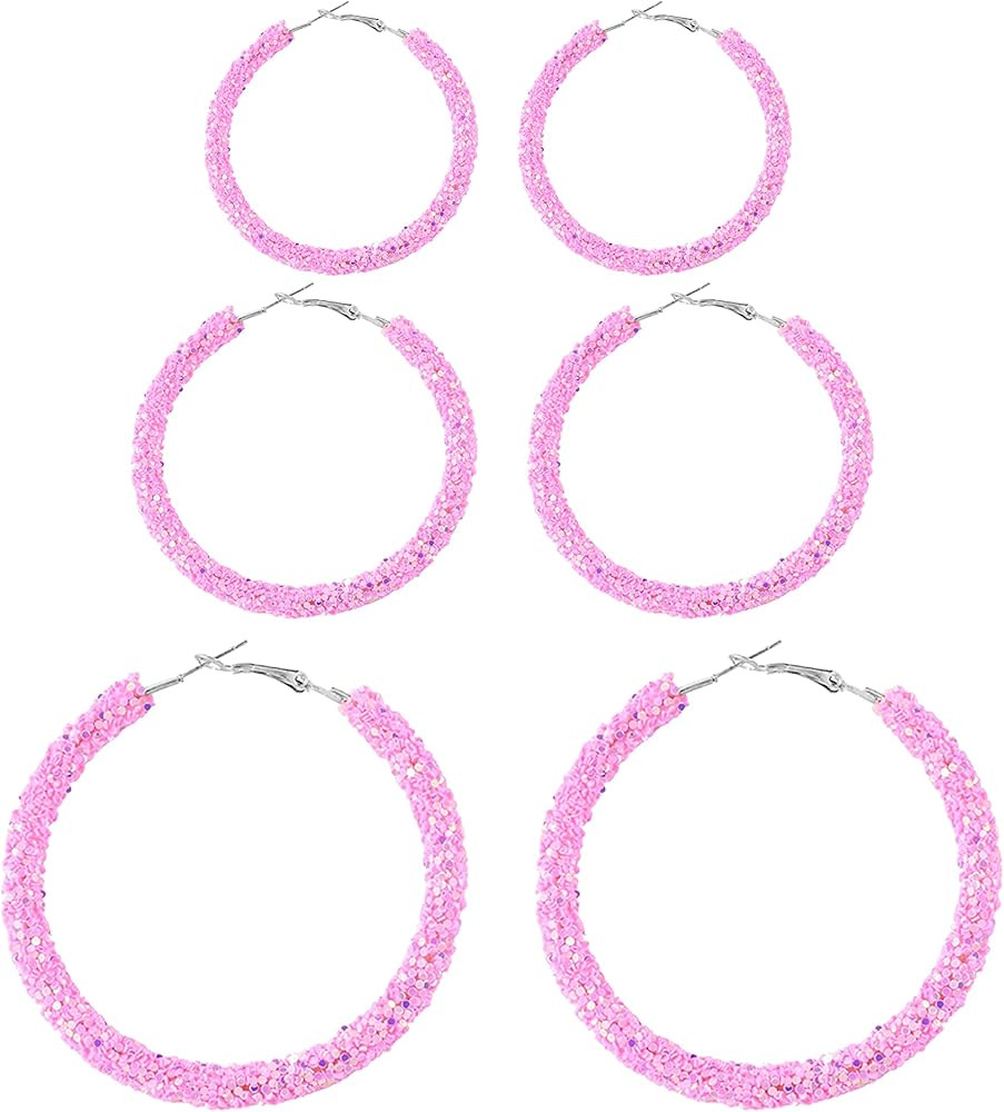 Bohemian Shiny Glitter Sequins Hoop Earrings Wrapped Gold Plated Circle Statement Rhinestone Dang... | Amazon (US)