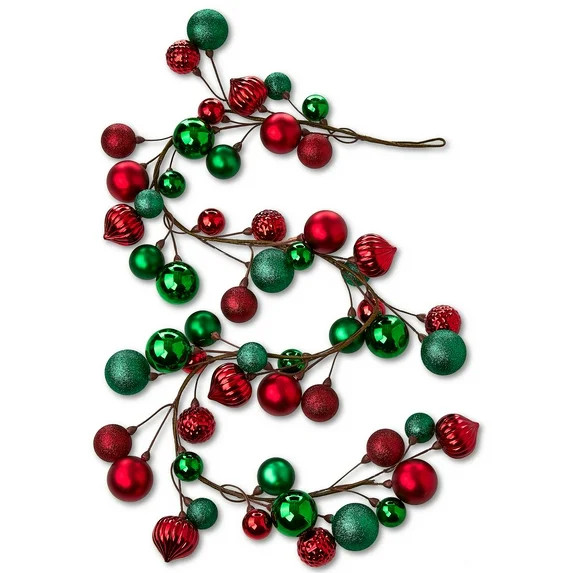 Shatterproof Ornaments Christmas Garland, Red and Green, 65", by Holiday Time | Walmart (US)