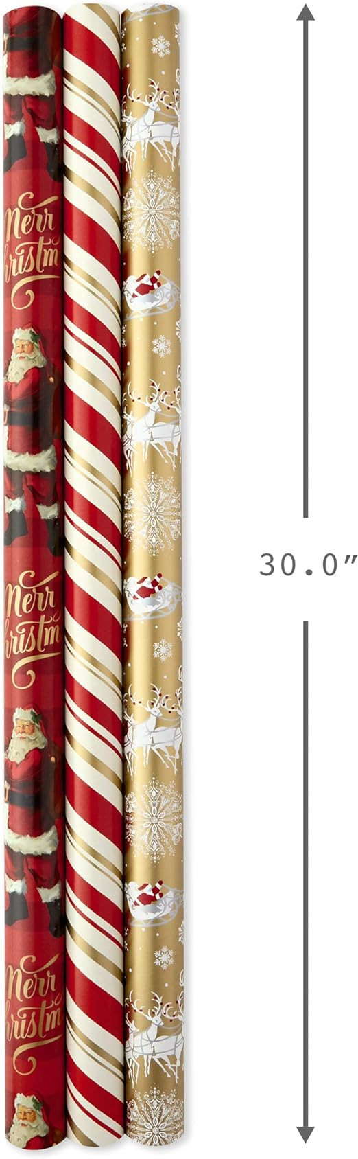 Hallmark Christmas Reversible Wrapping Paper, Classic Santa (Pack of 3, 120 sq. ft. ttl) Red and ... | Amazon (US)
