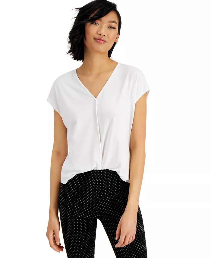 Women's Seamed V-Neck Top, Created For Macy's | Macy's