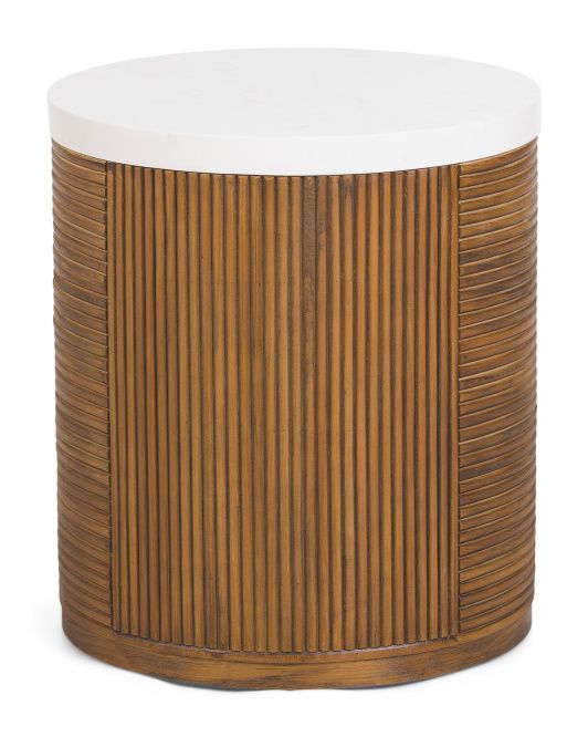 Reeded Marble Top Side Table | TJ Maxx