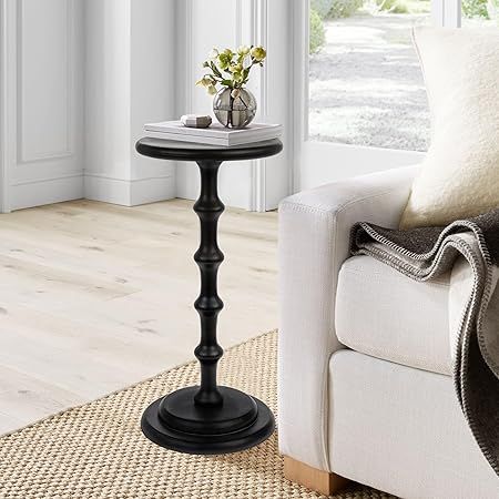 Creative Co-Op Ergo Pedestal Cocktail Side Table, Black | Amazon (US)