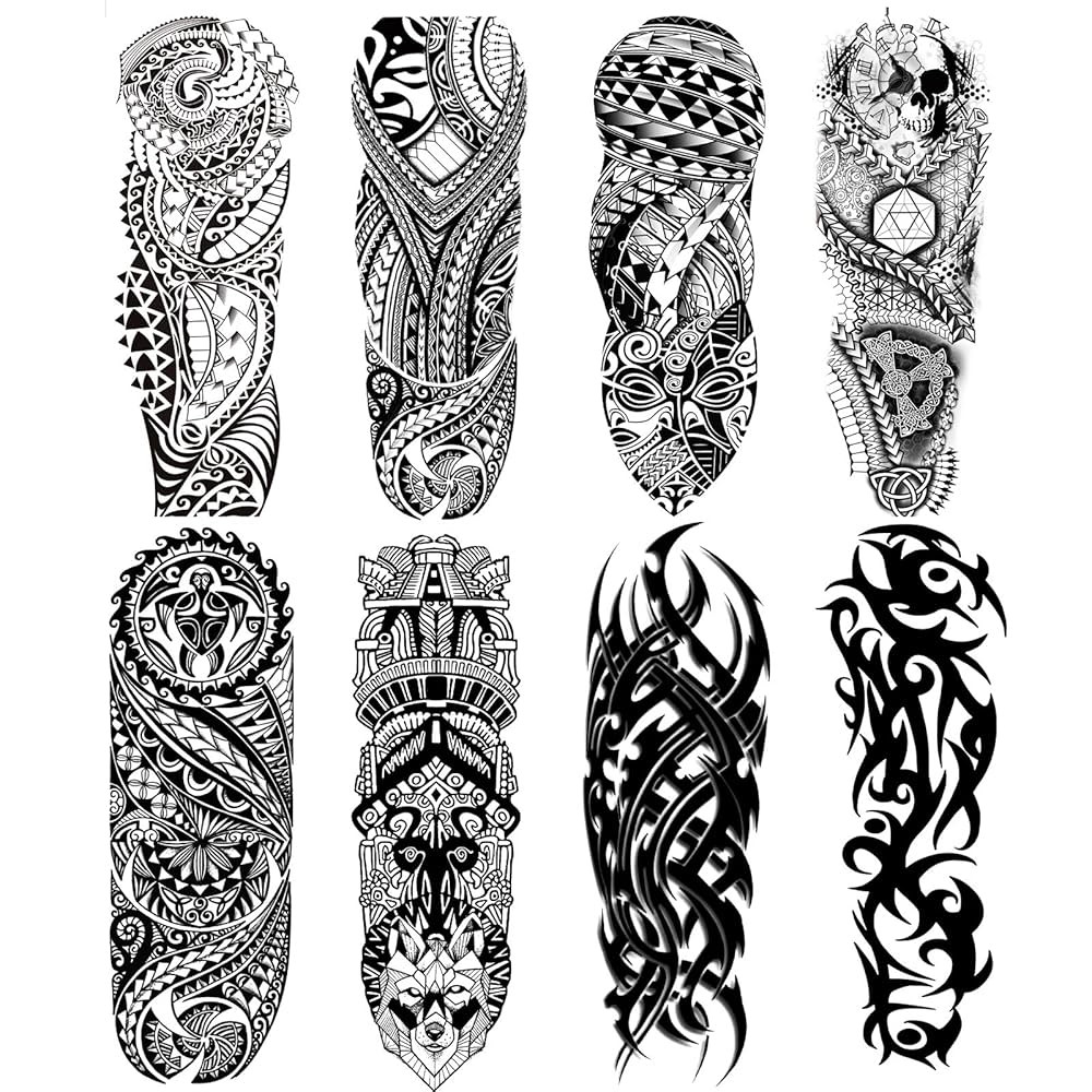 Fake Sleeve Tattoos Stickers Full Arm Temporary Tattoos Sleeves for Adult Kids Women Makeup, 8-Sh... | Amazon (US)