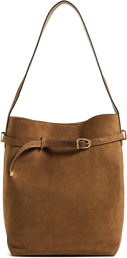 Madewell Women's The Essential Belted Bucket Tote In Suede | Amazon (US)