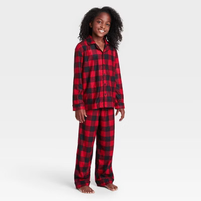 Kids' Holiday Buffalo Check Flannel Matching Family Pajama Set - Wondershop™ Red | Target