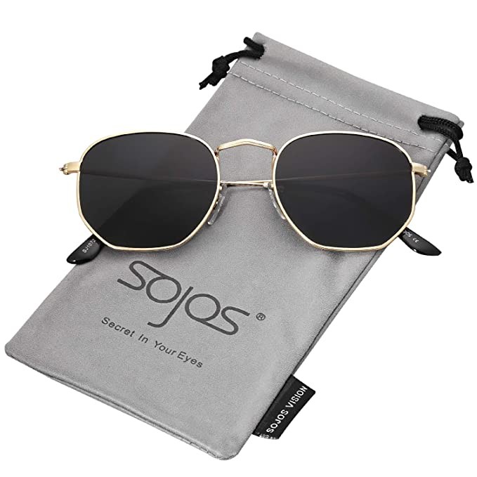 SOJOS Small Square Polarized Sunglasses for Men and Women Polygon Mirrored Lens SJ1072 | Amazon (US)