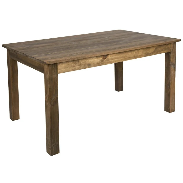 Jessamine 60" x 38" Rectangular Antique Rustic Solid Pine Farm Dining Table | Walmart (US)