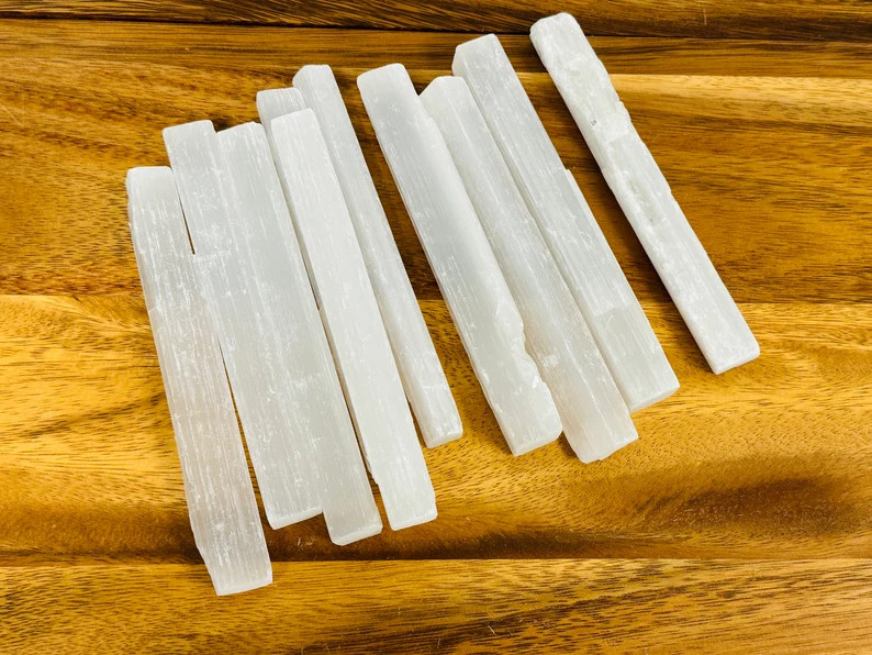 Raw Selenite Crystal Logs, Sticks for Charging & Cleansing, 6" Inches Selenite Blades Wand, Buy i... | Etsy (US)