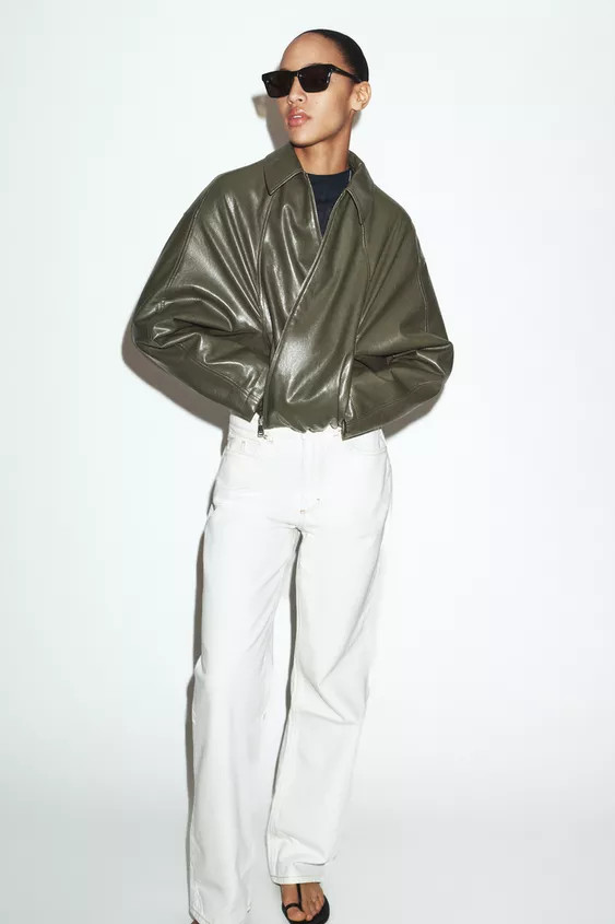 LEATHER EFFECT BOMBER JACKET | Zara UK