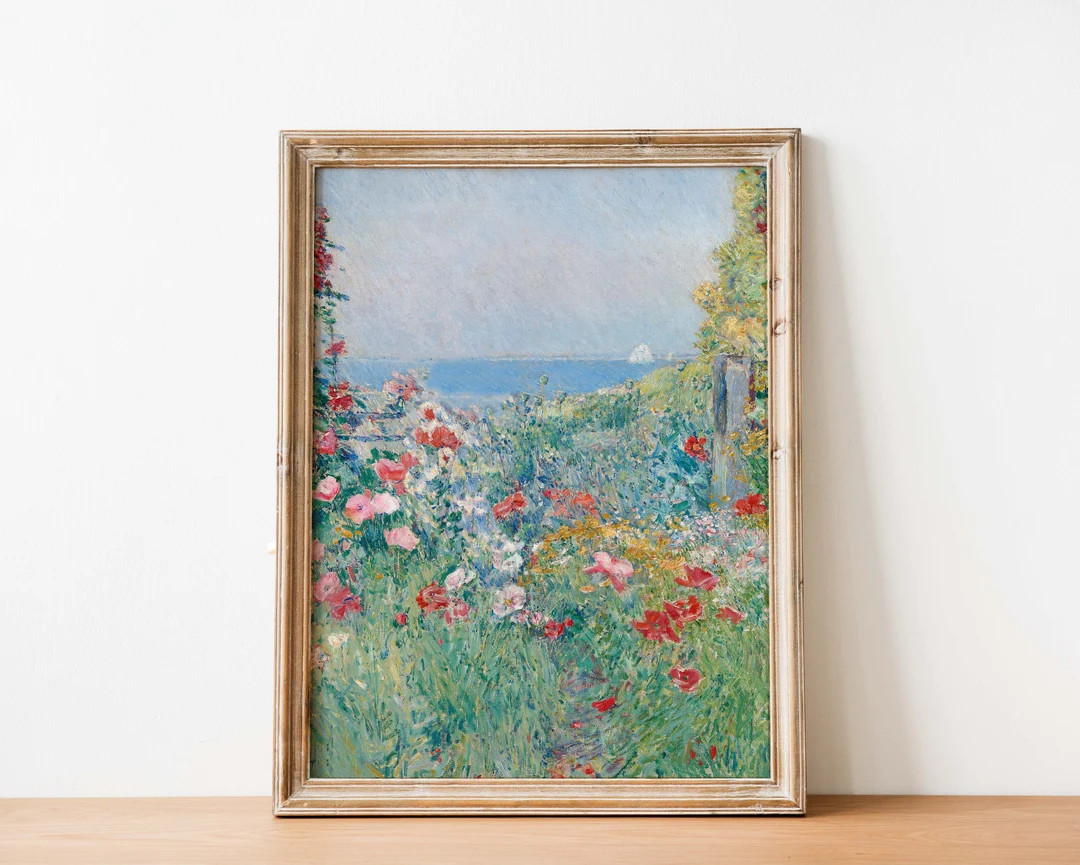 French Country Cottage Landscape Flower Garden Painting - Etsy | Etsy (US)