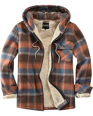 Elesuit Men's Full Zip Fleece Flannel Jackets Shirt Plaid Cotton Hoodies Soft Warm Coat for Men w... | Amazon (US)