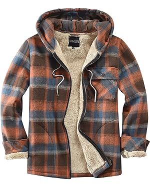 Elesuit Men's Full Zip Fleece Flannel Jackets Shirt Plaid Cotton Hoodies Soft Warm Coat for Men w... | Amazon (US)
