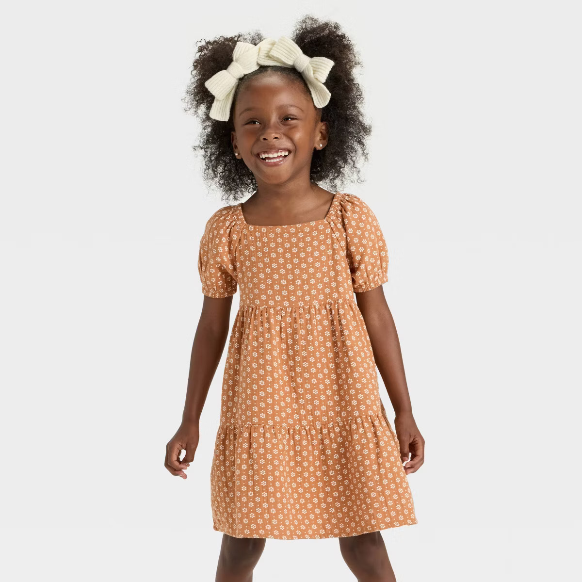 Toddler Girls' Floral Printed Woven Dress - Cat & Jack™ Yellow | Target