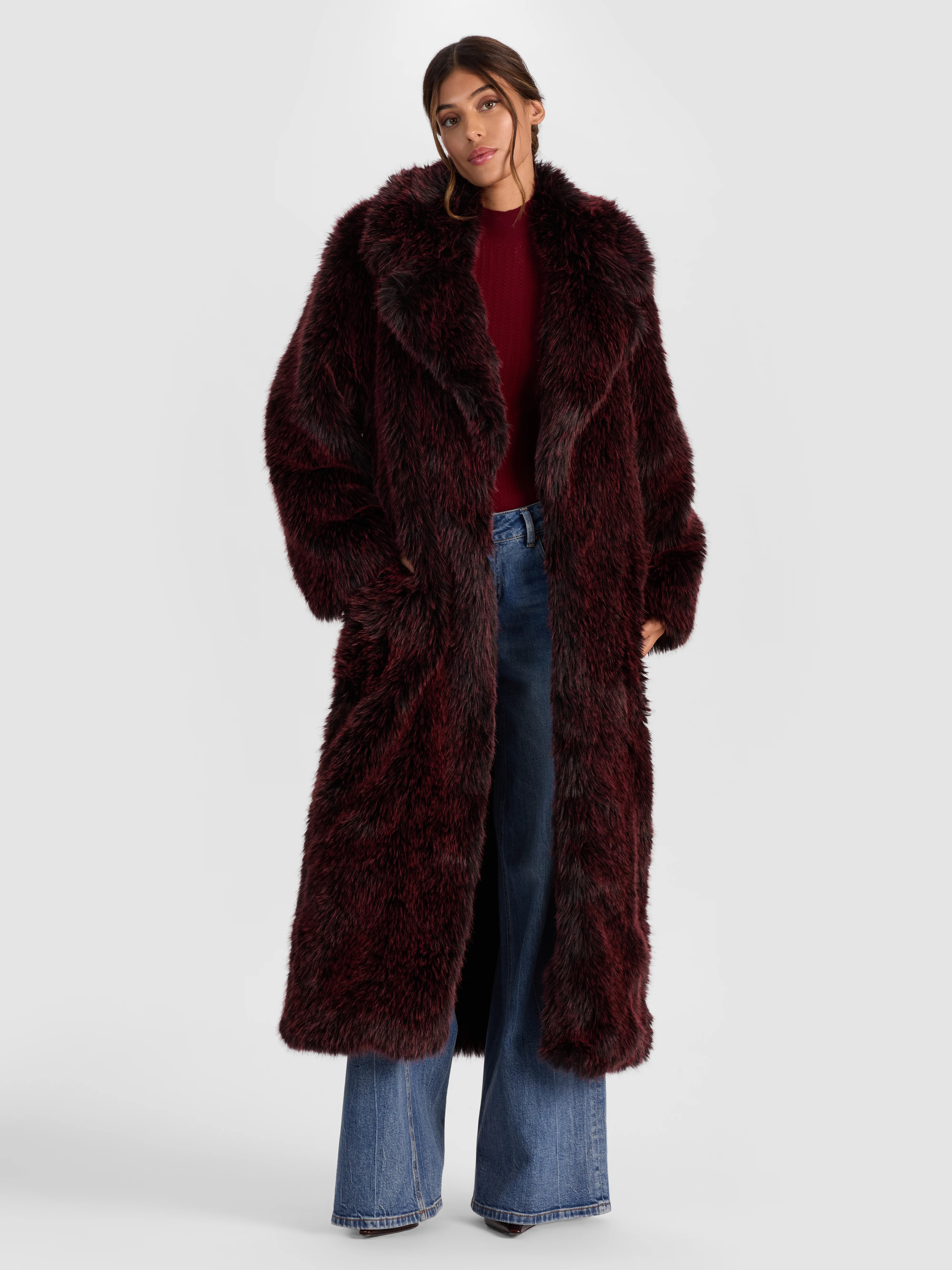 alice + olivia MARVIN FAUX FUR MAXI COAT | Alice + Olivia