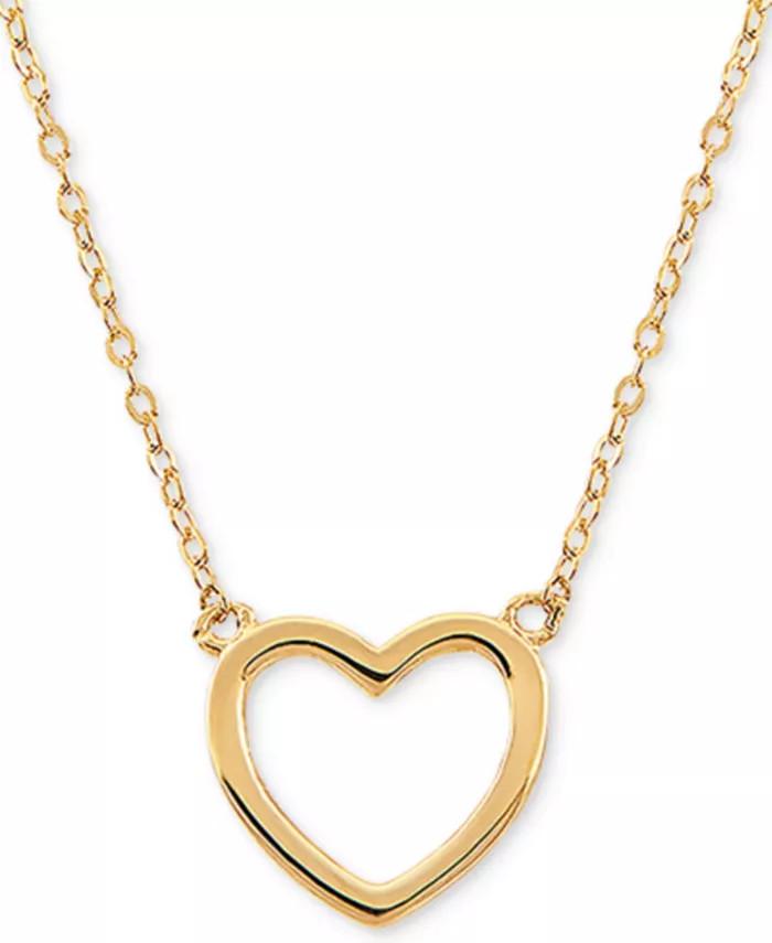 Open Heart 17" Pendant Necklace in 10k Gold | Macys (US)