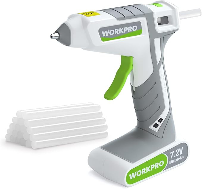 WORKPRO 7.2V Cordless Hot Melt Glue Gun, Rechargeable Fast Preheating Glue Gun Kit with 20 Pc Pre... | Amazon (US)
