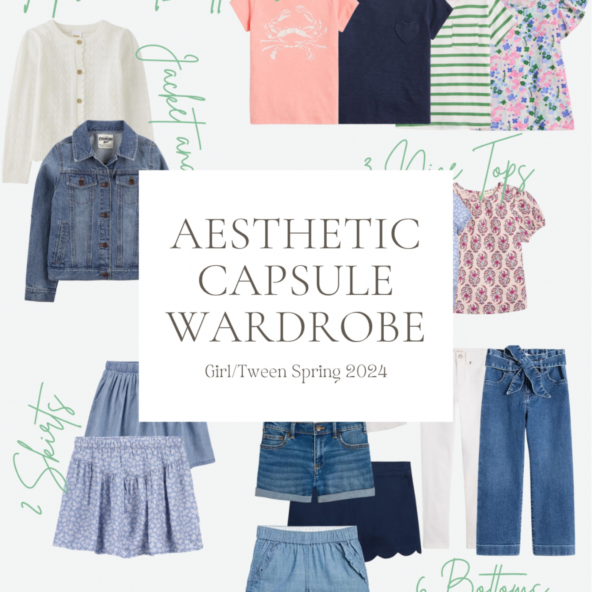 Capsule wardrobe for girls! Perfect for tweens. 