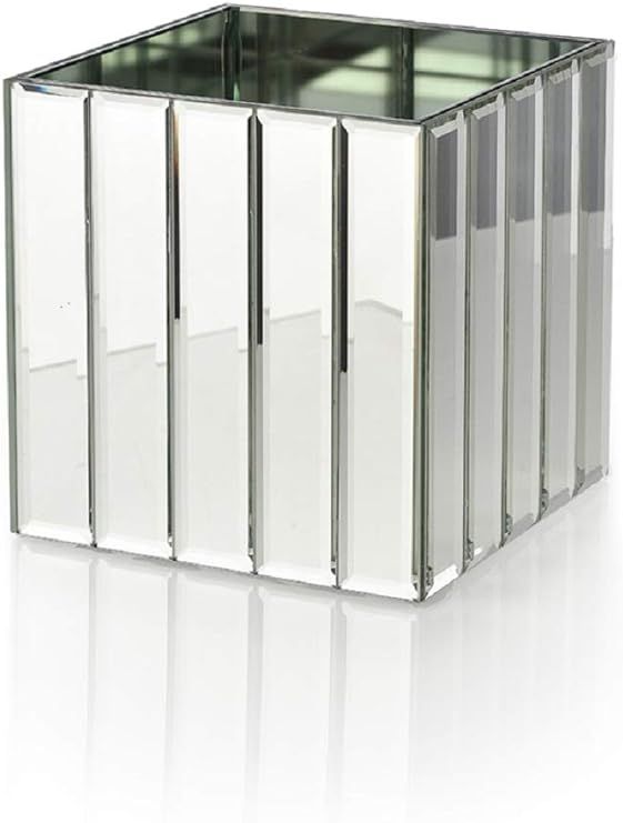 Serene Spaces Living Small Gatsby Mirror Strip Cube Vase – Art Deco Inspired Glass Vase with Mi... | Amazon (US)