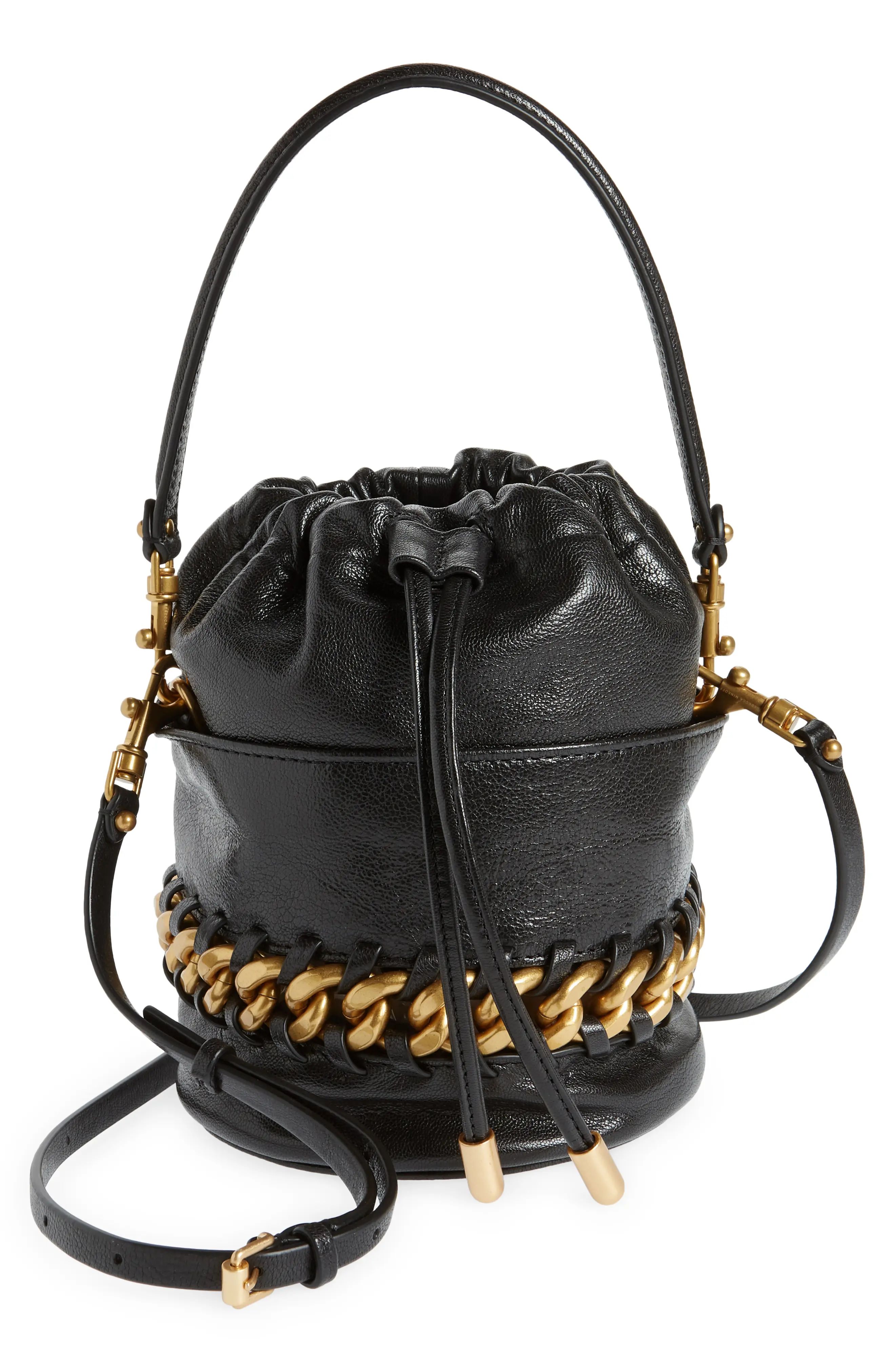Rebecca Minkoff Chain Bucket Leather Handbag in Black at Nordstrom | Nordstrom