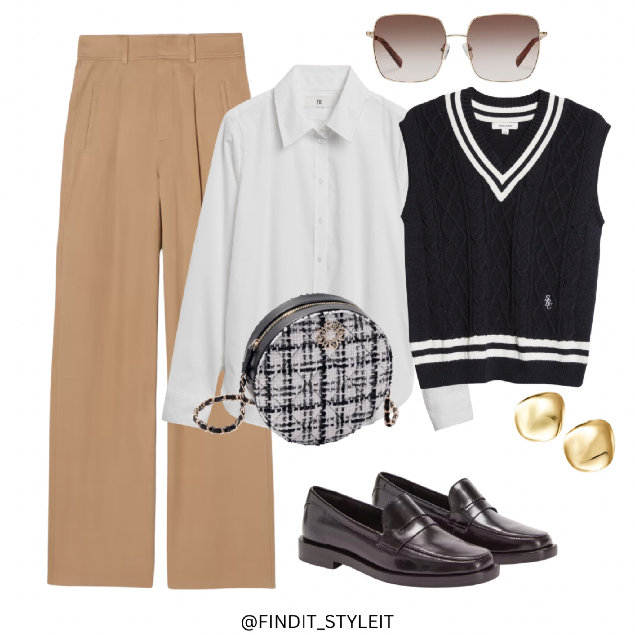 #teacheroutfit #sweatervest #sunglasses #whitebuttondownshirt #loafers #wideleggedpants

#LTKautumn #LTKworkwear #LTKcanada