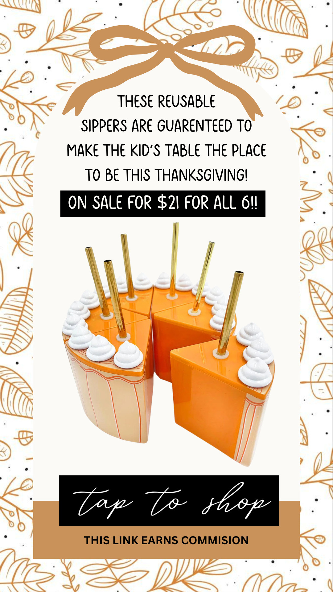 Thanksgiving pumpkin pie sippers to make the best kid's table! On sale for $21 for all 6!! 

 #LTKHoliday #LTKSeasonal #LTKParties