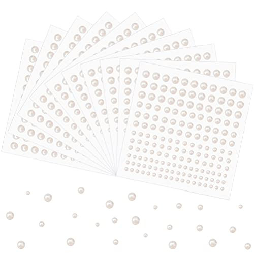 Pearl Stickers for Crafts Self Adhesive Face Pearl Sticker Gems Hair Pearls Stick On 1650 Pcs Pearls Beads for Face Makeup Earrings Nail Wedding Stickers Bridal Accessories 3mm/4mm/5mm/6mm (White) | Amazon (US)