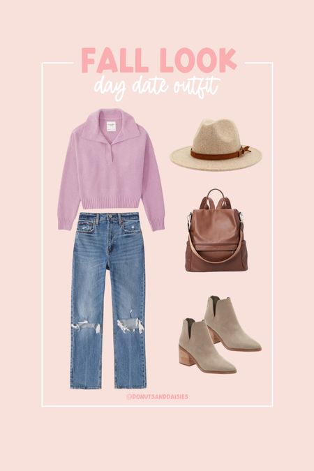 This fall outfit would be perfect for a day date to a winery or pumpkin patch. My favorite Abercrombie jeans with a cute cropped sweater, the perfect combo  

#LTKunder100 #LTKSeasonal #LTKstyletip