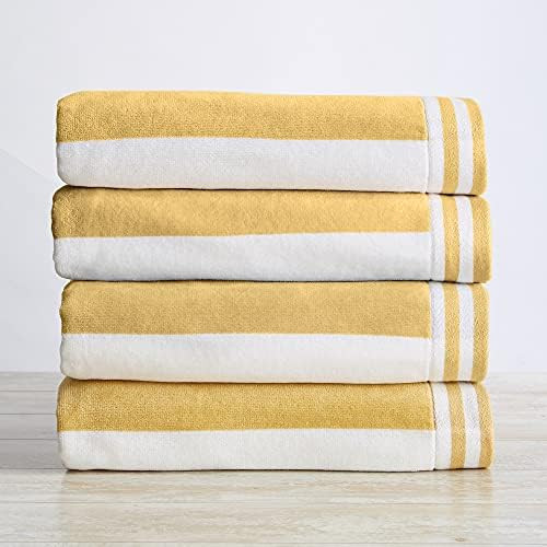 Amazon.com: Large Beach Towel Set of 4 - Soft Cabana Striped Beach Towels for Adults and Velour P... | Amazon (US)