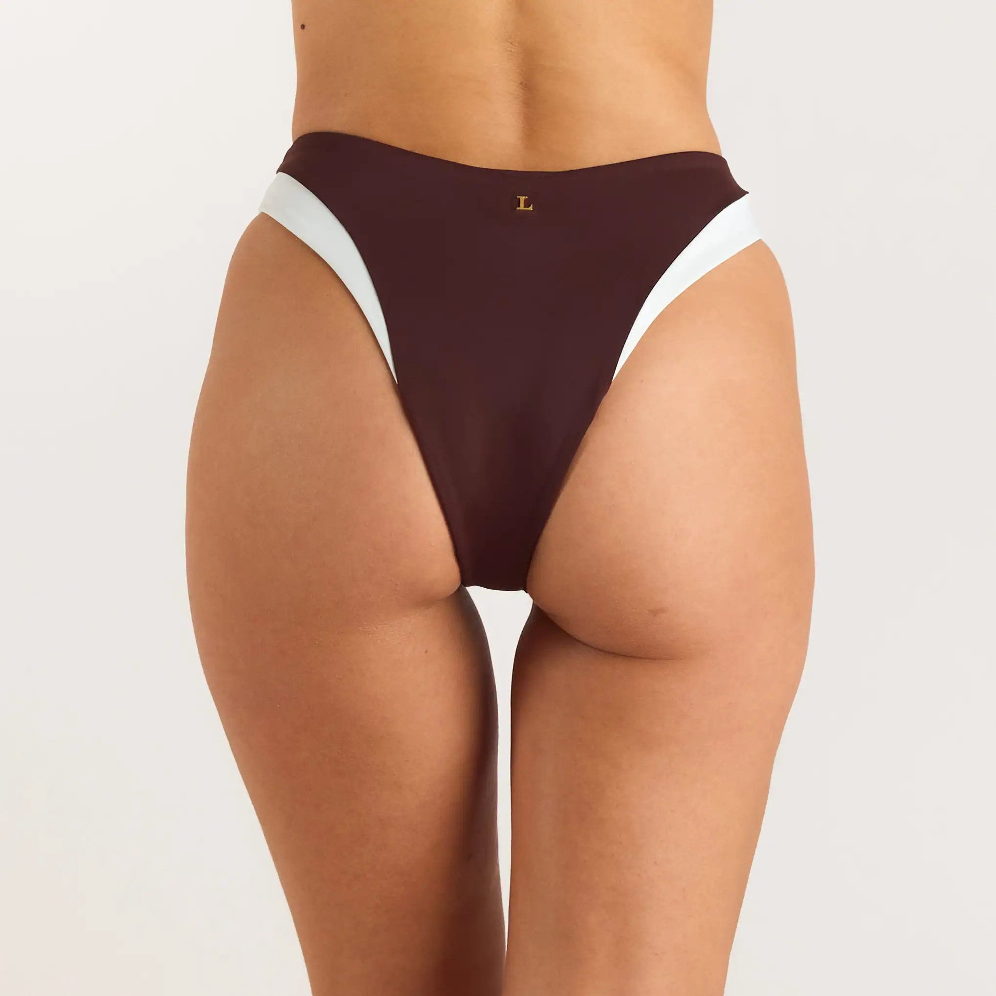 Monaco High-Leg Brazilian Bikini Briefs - Chocolate | Lounge (UK)