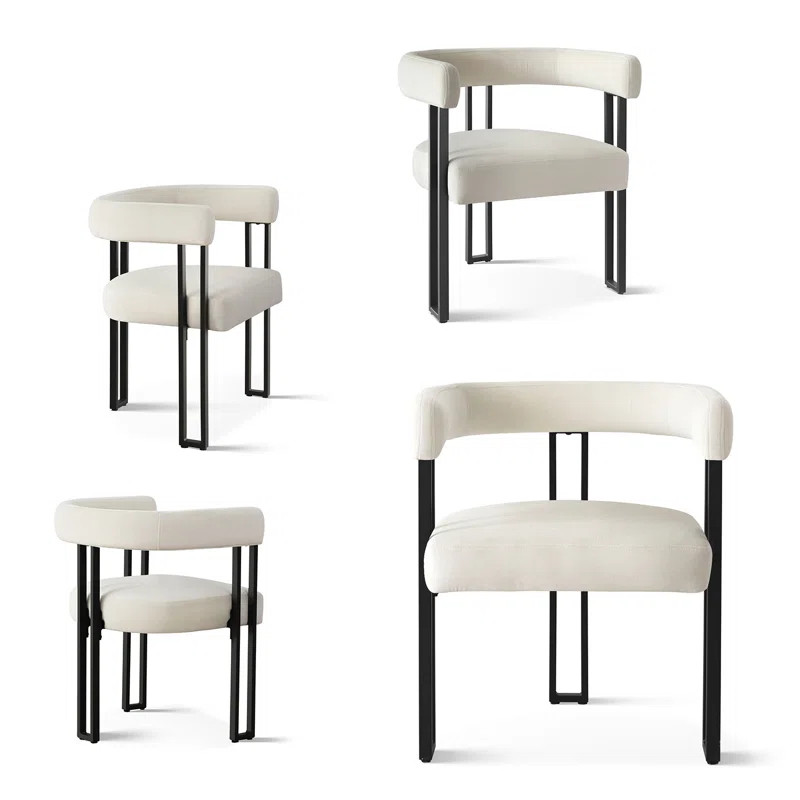 Beore Set of 4 Upholstered 18.5" Seat Height Velvet Kitchen Dining Armchair | Wayfair North America
