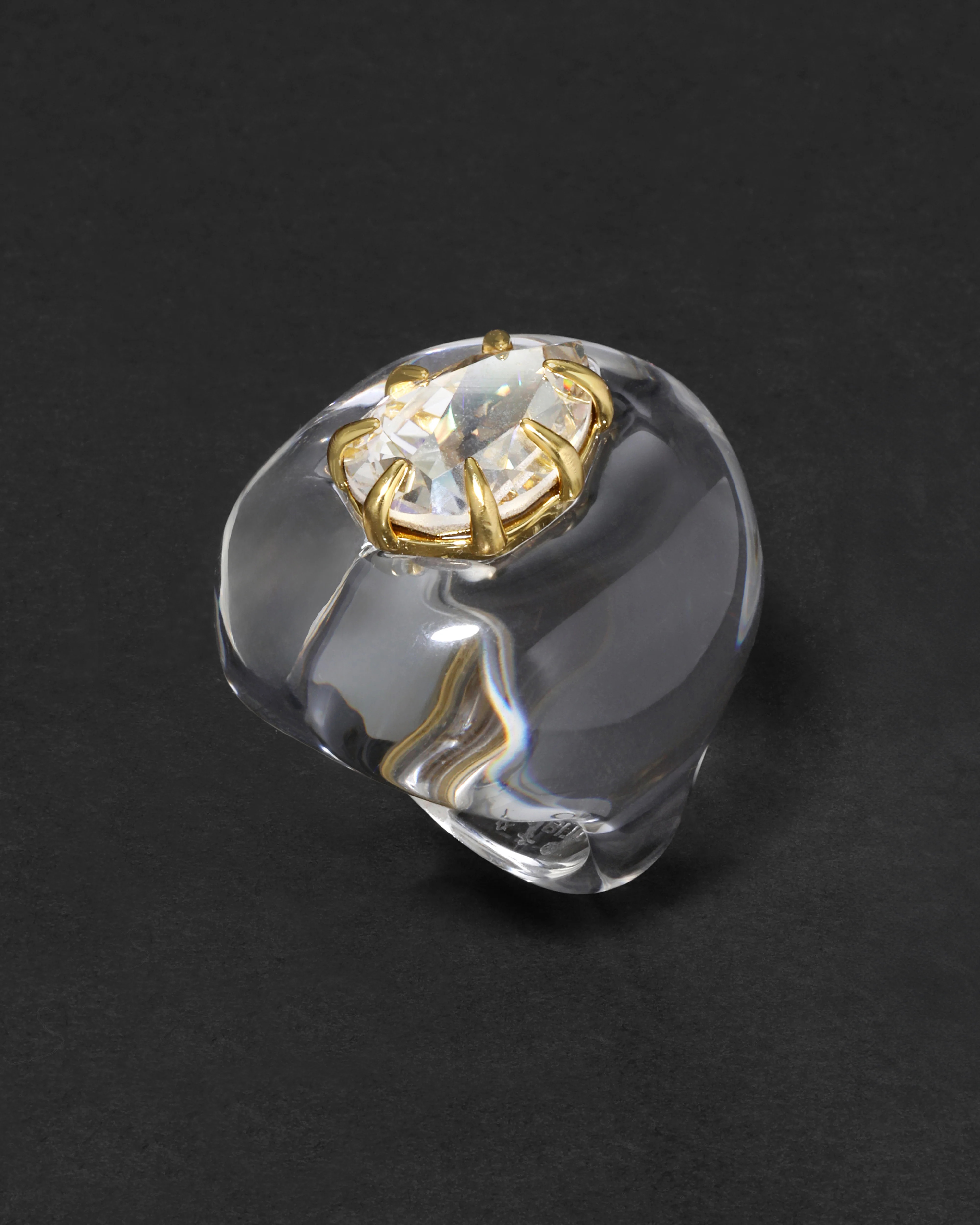 Bonbon Crystal Teardrop Lucite Ring- Clear | Alexis Bittar