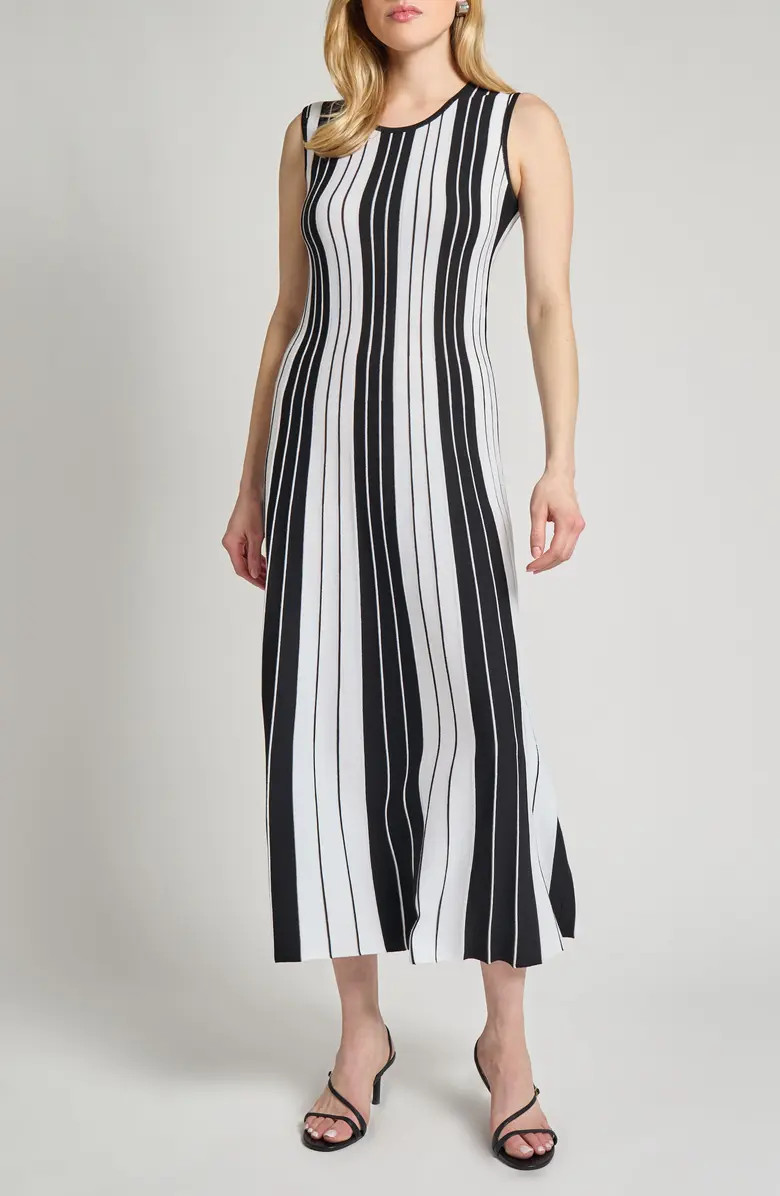 Misook Modern Fit Stripe Midi Dress | Nordstrom | Nordstrom