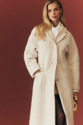 Maeve Tailored Bouclé Long Coat | Anthropologie (US)