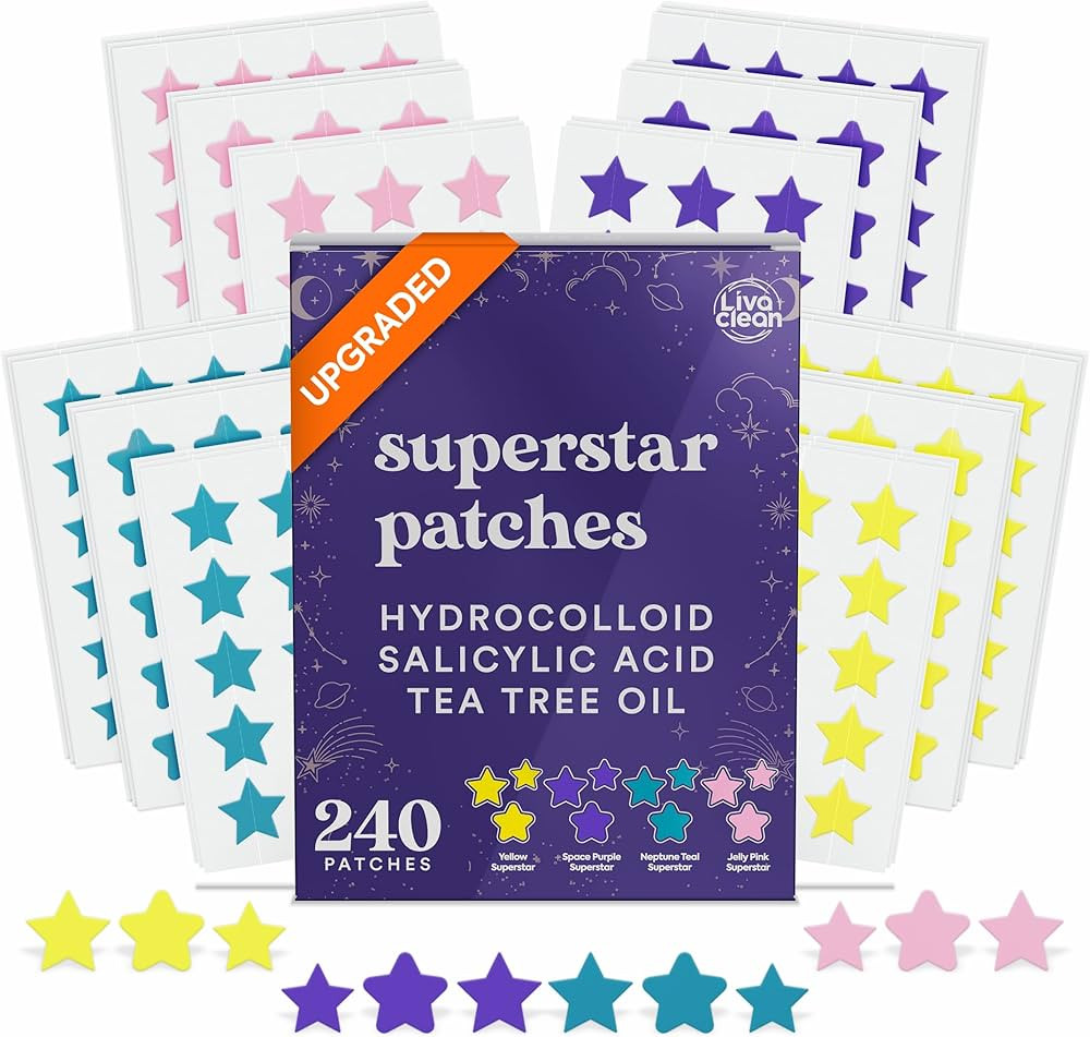 LivaClean 240 CT Superstar Acne Patches w/Salicylic Acid & Tea Tree, Star Pimple Patches for Face... | Amazon (US)